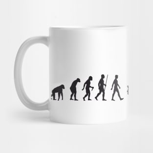 Humorous design on the theme of evolution and tanks Mug